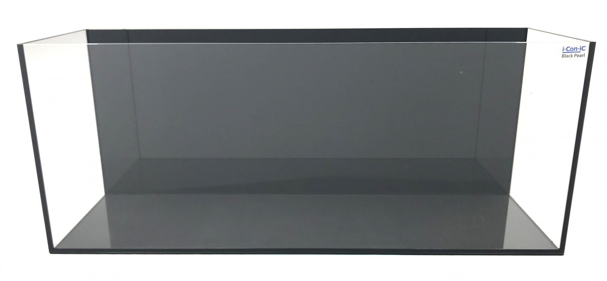 Serene Little Iconic Black Pearl 7.2 Gallon (LI) Ultra Clear Aquarium 23.6" x 7.5" x 9.4" - Black back, Blk silicone, thin ma
