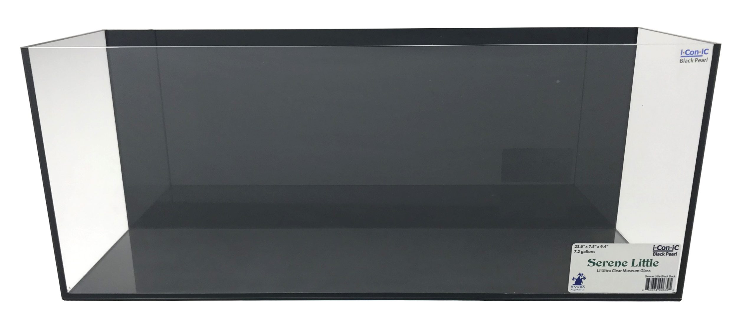 Serene Little Iconic Black Pearl 7.2 Gallon (LI) Ultra Clear Aquarium 23.6" x 7.5" x 9.4" - Black back, Blk silicone, thin ma - Image 3