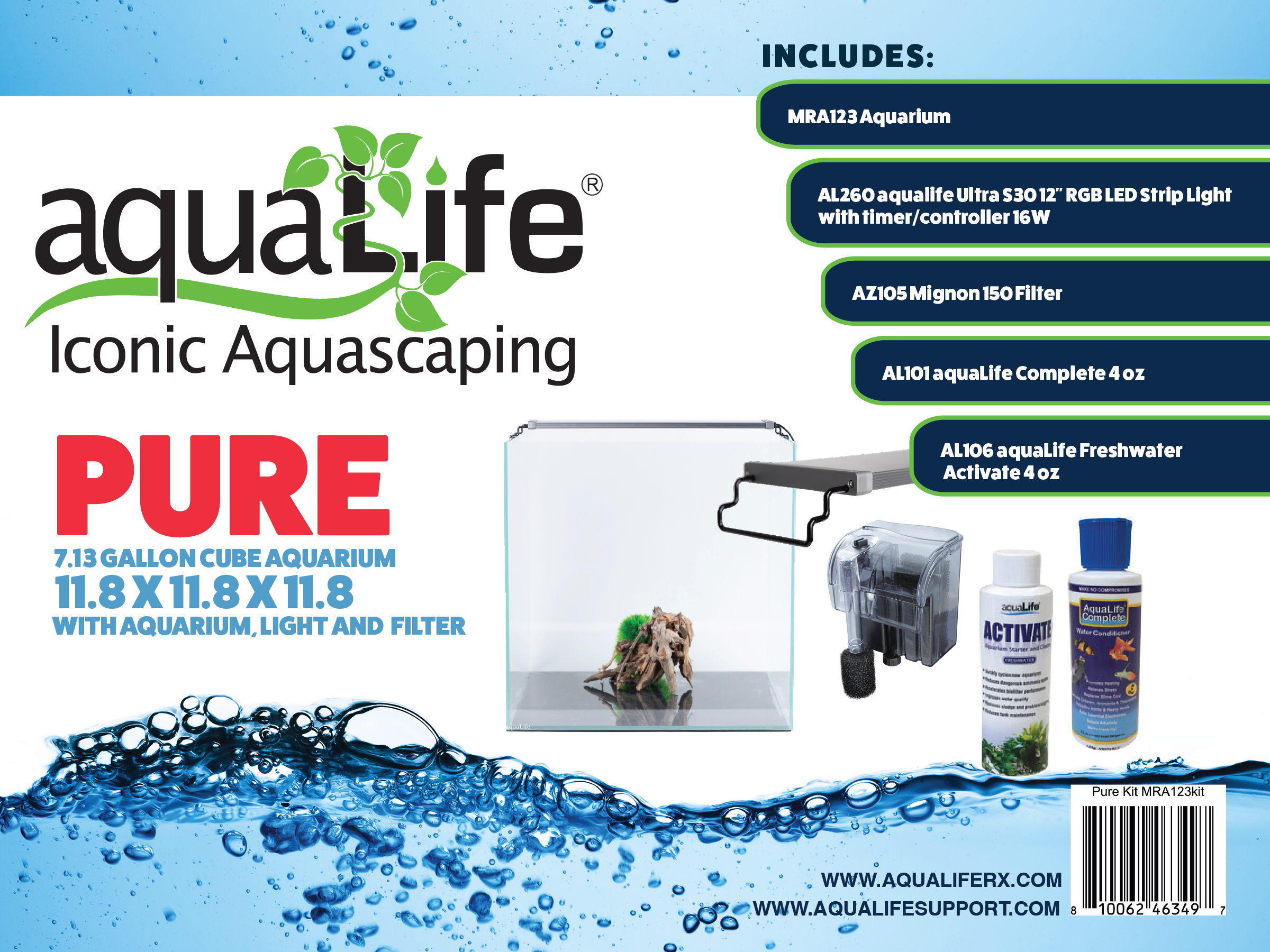 Mr Aqua Pure 7.13 Gallon Cube Aquarium 11.8 x 11.8 x 11.8 with aquarium, light and filter<br/>** 1 - MRA123-Pure 7.13 Gal. C - Image 3